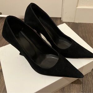 BY FAR Black Suede Heels